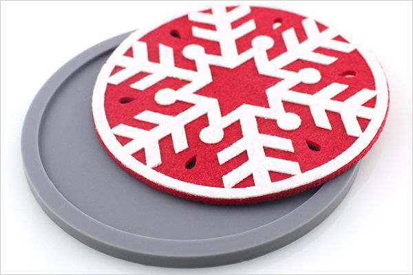 激光雕刻機(jī)加工的毛氈杯墊